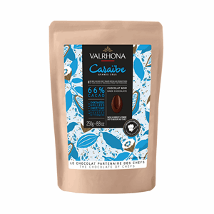Valrhona Caraibe 66 % pellets til hjemmebaking 250 gram