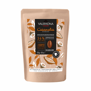 Valrhona Caramelia 36 % pellets til hjemmebaking 250 gram