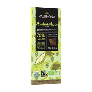 Valrhona Andoa Noire 70%  plate 70 gram Fairtrade/ØKO
